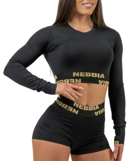 Tee-shirt à manches longues NEBBIA Women s Long Sleeve Crop Top INTENSE Perform Gold